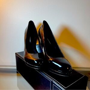 Nine West Black Patten platform stilettos